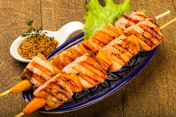 Grilled salmon skewer