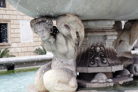 Detail of the monumental Pretorian Fountain (Fontana Pretoria, Fountain of Shame)  in Palermo, Sicily, Italy