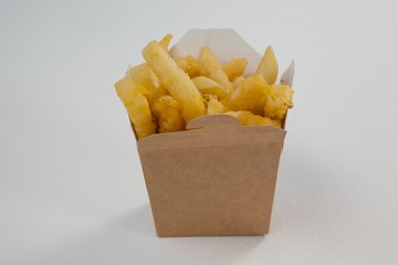 French fried chips in a take away container