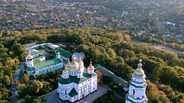 Aerial view on Holy Cross Convent in Poltava, Ukraine