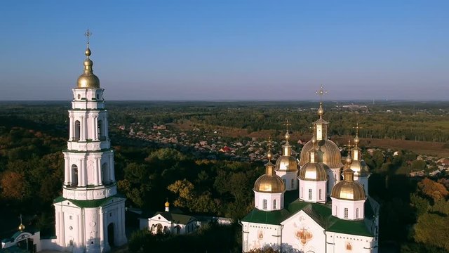 Aerial view on Holy Cross Convent in Poltava, Ukraine