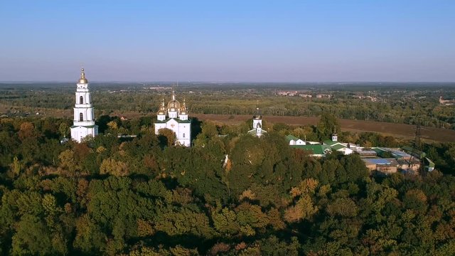 Aerial view on Holy Cross Convent in Poltava, Ukraine