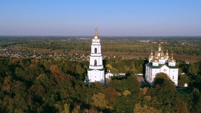 Aerial view on Holy Cross Convent in Poltava, Ukraine