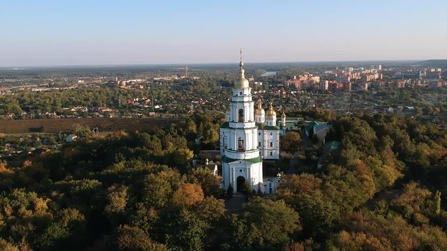 Aerial view on Holy Cross Convent in Poltava, Ukraine