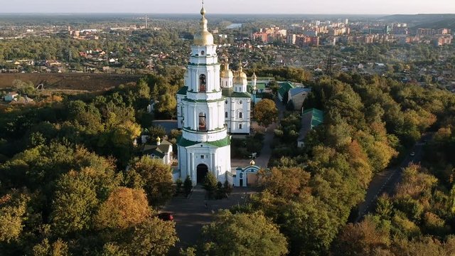 Aerial view on Holy Cross Convent in Poltava, Ukraine