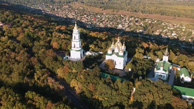 Aerial view on Holy Cross Convent in Poltava, Ukraine