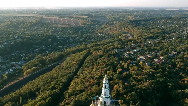 Aerial view on Holy Cross Convent in Poltava, Ukraine