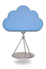 Creative idea and inspiration Cloud and suspending weighing dish.3D illustration.