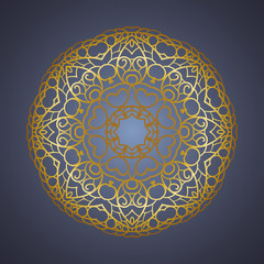 Vector vintage oriental Mandala sign gold frame