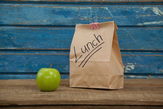 Apple and lunch bag
