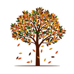 Color Autumn Tree. Vector Illustration.