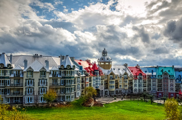 The unique and wonderful Mont-Tremblant resort village, Quebec, Canada - obrazy, fototapety, plakaty