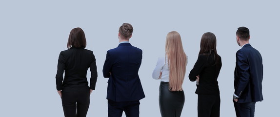 Back view of a Group of business team. Isolated on white background.