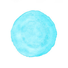 Blue and pink circle watercolor painting textured on white paper isolated on white background