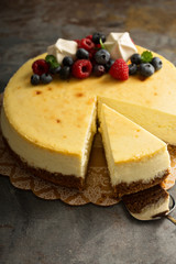 Cheesecake with fresh berries on top