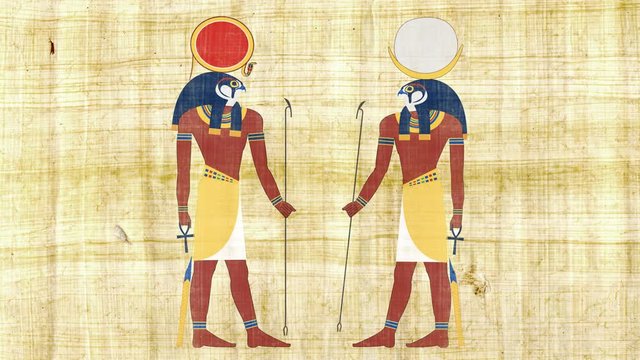 Egyptian Gods Ra and Khonsu