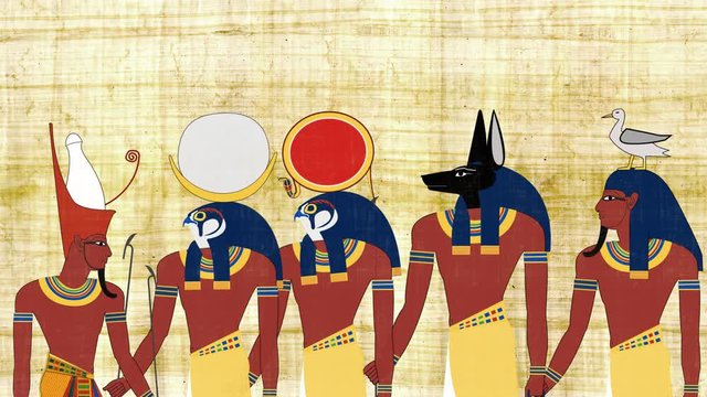 Pharaoh Consulting with Egyptian Gods