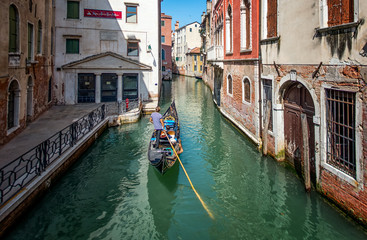 Gondola on Canal in Venice italy