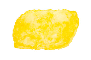 Yellow abstract watercolor painting textured isolated on white paper background