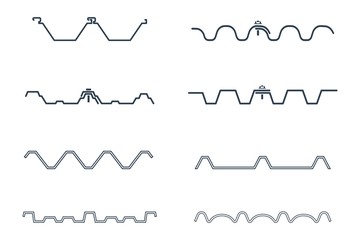 Section of roof sheet icon set, vector illustration