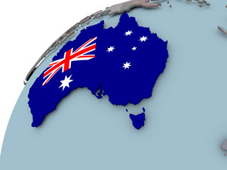 Obraz na płótnie Canvas Map of Australia with flag