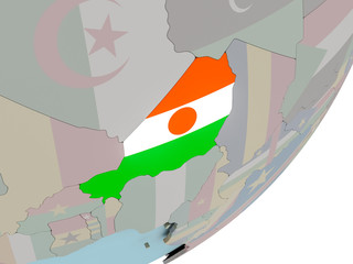 Niger on globe with flags