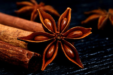 anise with cinnamon on table