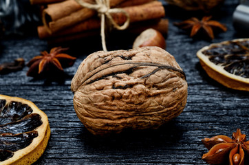 walnut on wooden table