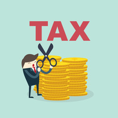 Businessman tax payment deduction. Business Concept vector Illustration.