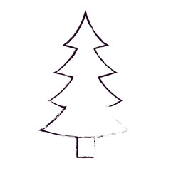 christmas tree with trunk blurred silhouette on white background