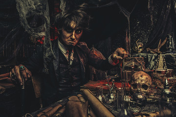 crazy scientist in a lab