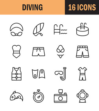 Swimming icon set.
