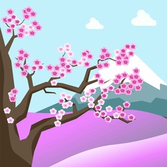 Obraz na płótnie Canvas China spring landscape with sakura blossom on tree