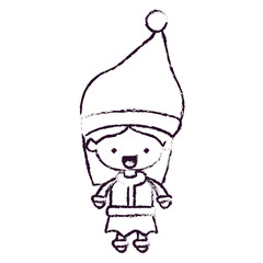 santa claus woman cartoon full body face happiness expression blurred silhouette on white background