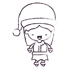 santa claus woman cartoon full body face eyes closed expression blurred silhouette on white background