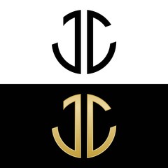 Fototapeta jc initial logo circle shape vector black and gold obraz