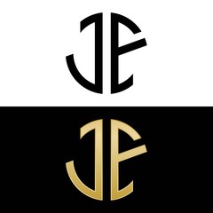 jf initial logo circle shape vector black and gold