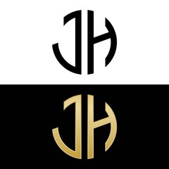 jh initial logo circle shape vector black and gold