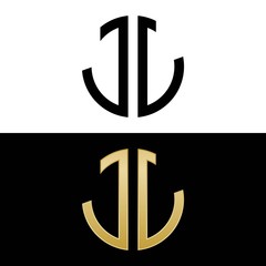 jl initial logo circle shape vector black and gold
