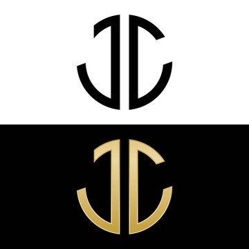 jc initial logo circle shape vector black and gold