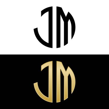 jm initial logo circle shape vector black and gold