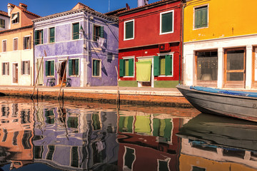 Fototapeta na wymiar Colorful scene in Burano, Italy