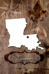 Poster Louisiana state map outline