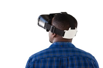 Man using virtual reality headset