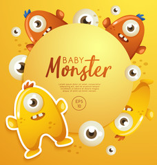 Colorful Cute  Monsters Set : Vector Illustration