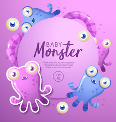 Colorful Cute  Monsters Set : Vector Illustration