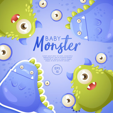 Colorful Cute Monsters Set : Vector Illustration © da_on