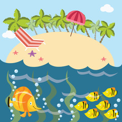 Beach Cartoon Vector Illustration
