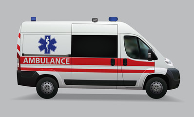 Ambulance. Special medical vehicles. Realistic image. Vector illustrations