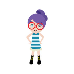 Geek Girl Cartoon Vector Illustration